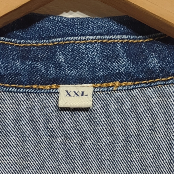 Blue Jean Jacket Size XXL Medium Wash Stretch Denim Trucker Jacket - Picture 7 of 7